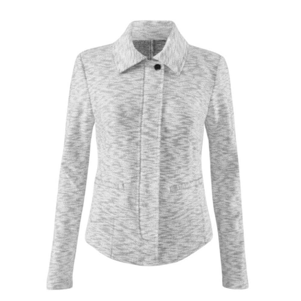 CAbi Neo Moto Jacket Heathered Gray Zip-up Snap Sleeve Size Small